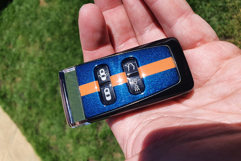 Ocellus Teal & Californian Poppy Aston Martin Glass ECU Key