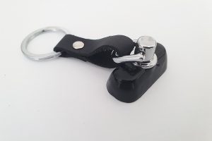 Gloss Black ECU Key Retainer with Bright Silver & Black Leather