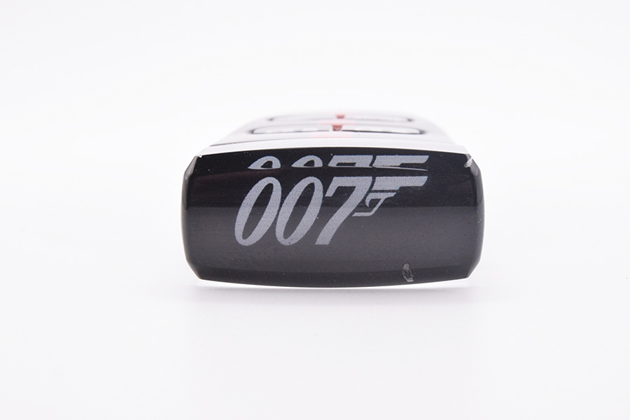 Onyx Black Aston Martin Glass ECU Key with Red Stripe and 007 Logo